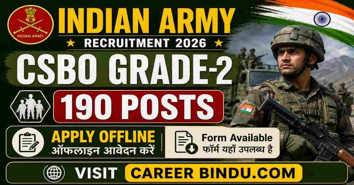 Indian Army CSBO Grade 2 Recruitment