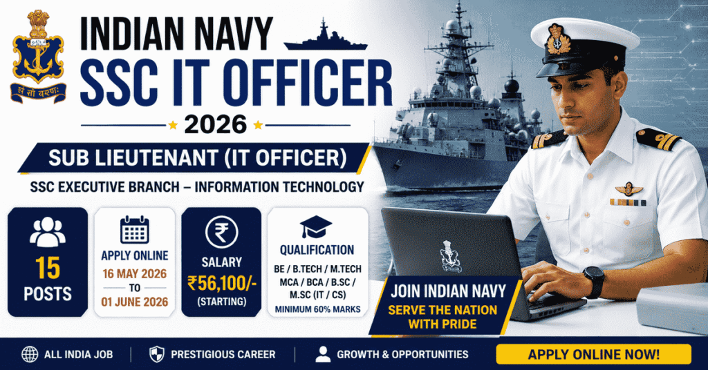 Indian Navy SSC IT Officer Recruitment 2026 Apply Online Image