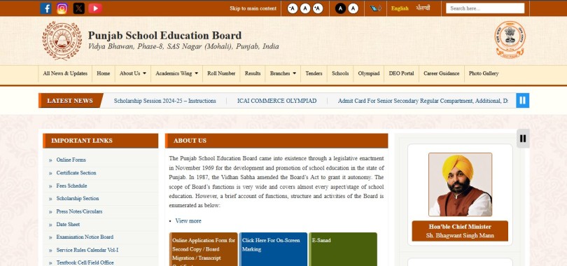 Punjab Board 10th Result Official Website
