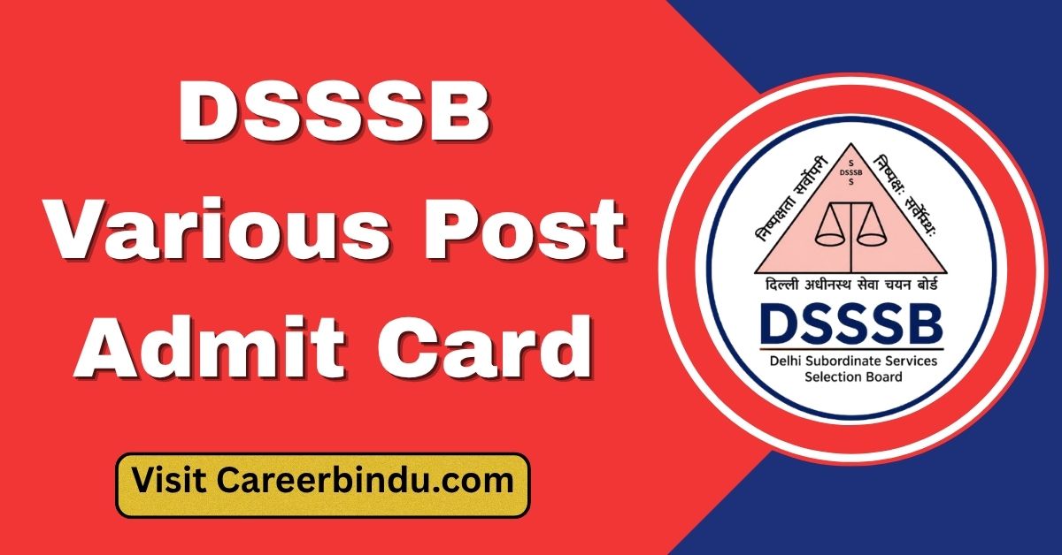 DSSSB Various post Admit Card
